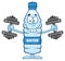 Funny Water Plastic Bottle Cartoon Mascot Character Working Out With Dumbbells