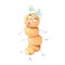 Funny watercolor character caterpillar with horns in the form of flowers.