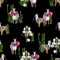 Funny watercolor seamless pattern of alpaca and llama