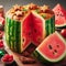 funny watermelon panettone italian christmas sweet cake in xmas atmospehere