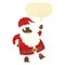 funny waving santa claus cartoon with speech bubble