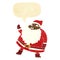 funny waving santa claus cartoon with speech bubble