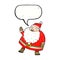 funny waving santa claus cartoon with speech bubble