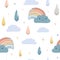 Funny weather vector seamless pattern