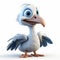 Funny White Cartoon Pelican Bird With Inventive Character Designs