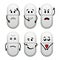 Funny white cartoon pills with different emotions