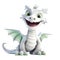 Funny white dragon is smiling, transparent background