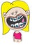 Funny white girl with dental braces cartoon