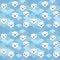 Funny white Polar Bear in light blue water, sea waves Seamless pattern, background. Kawaii faces. Vector illustration