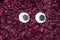 Funny Wiggle Google Eyes on Fabric Background