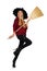 Funny witch with broom isolated