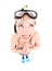 Funny woman in snorkeling gear