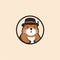 Funny Wooden Hamster In Beige Cap: A Cute Logo With Classic Elegance