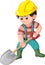 Funny Worker With Yellow Helmet Cartoon