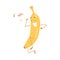 Funny Yellow Banana Character Dancing Moving Hand and Legs Vector Illustration