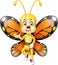 Funny Yellow Brown Butterfly Wearing Red Shoes Cartoon