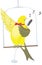 funny yellow canary sing bird vector illustration transparent background