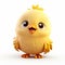 Funny Yellow Chick 3d Clay Render On White Background