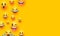 Funny yellow emoticon face copy space background