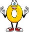 Funny Yellow Number Zero 0 Cartoon Character Showing Hands Number Zero