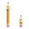 Funny yellow vector pencils look at each other.