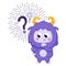 Funny Yeti mascot character with puzzled expression and question mark around