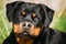 Funny Young Black Rottweiler Metzgerhund Puppy Dog Close Up Portrait