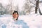 Funny Young Shetland Sheepdog, Sheltie, Collie Playing With Ring Toy Outdoor In Snowy Park, Winter Season. Playful Pet