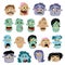 Funny zombie avatar icon set in cartoon style