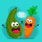 Funny zucchini and carrot with the slogan. Best friends forever. Vector illustration with vegetables in cartoon flat style.