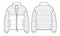 Fur Bomber Jacket technical fashion Illustration. Down Jacket, Outerwear fashion flat technical drawing template, zip-up