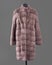 Fur coat made of mink fur, light brown, of transverse stripes, straight cut and stand collar. Vertical frame