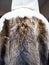 Fur pelts sewn to the coat layout on mannequin