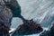 Fur seals (sea lions) sunbathing on the Ballestas Islands red cliffs, in Peru