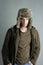 Fur winter fashion hat young man brown autumn