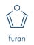Furan heterocyclic aromatic molecule. Skeletal formula.