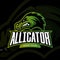 Furious alligator sport vector logo concept on dark background.