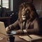 Furious angry businessman lion