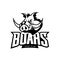 Furious boar sport club mono vector logo concept isolated on white background