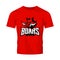 Furious boar sport club vector logo concept isolated on red t-shirt mockup.