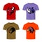 Furious bull, rhino, cobra and eagle head sport vector logo concept set isolated on color t-shirt mockup.