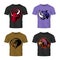 Furious bull, rhino, cobra and eagle head sport vector logo concept set isolated on t-shirt mockup.