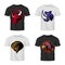 Furious bull, rhino, cobra and eagle head sport vector logo concept set on t-shirt mockup.