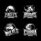 Furious cobra, wolf, eagle and boar sport vector logo concept set on dark background.