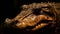 Furious crocodile spooky portrait, selective focus on dangerous animal teeth generated by AI