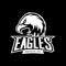 Furious eagle sport mono vector logo concept isolated on dark background.