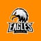 Furious eagle sport vector logo concept on orange background.