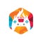 Furious gamer vector logo design. Keypad controller and fire flame vector icon design.