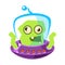 Furious green alien, cute cartoon monster. Colorful vector Illustration