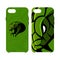 Furious green snake head sport vector logo concept smart phone case isolated on white background.